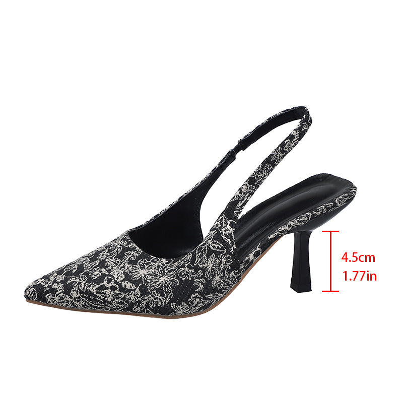 Damen Slingback-Pumps mit floralem Muster und elegantem Absatz EB