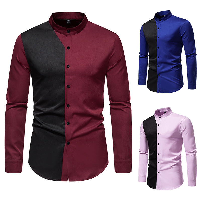 Herren Hemd mit asymmetrischem Farbmuster und modernem Kragen EB