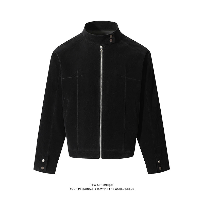 Herren Freizeitjacke aus weichem Kunstleder mit praktischem Kragen und Reißverschluss EB