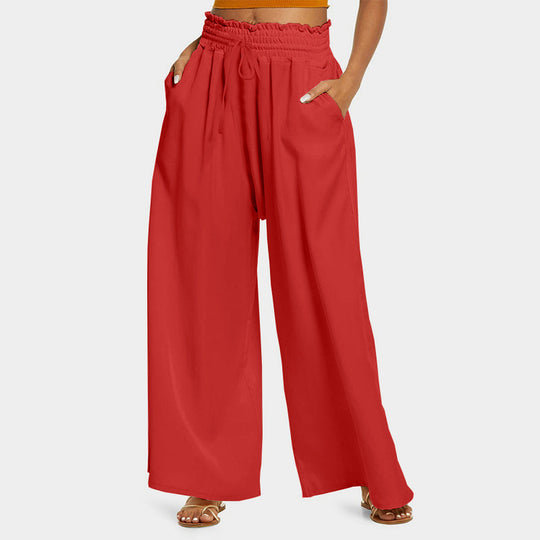 Damen weite Freizeit-Hose mit elastischem Bund und seitlichen Taschen EB