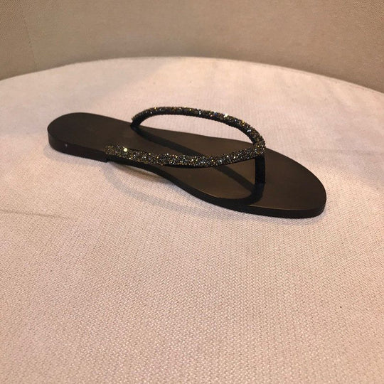 Damen Strandsandalen mit glitzerndem Riemendesign EB