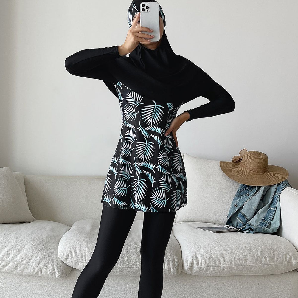 Damen Modisches 360-Grad-Schwimmanzug mit integrierter Hijab EB