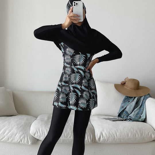 Damen Modisches 360-Grad-Schwimmanzug mit integrierter Hijab EB