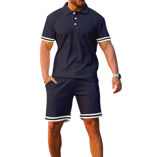 Herren Sportliches Polo- und Shorts-Set mit Kontrastdetails EB
