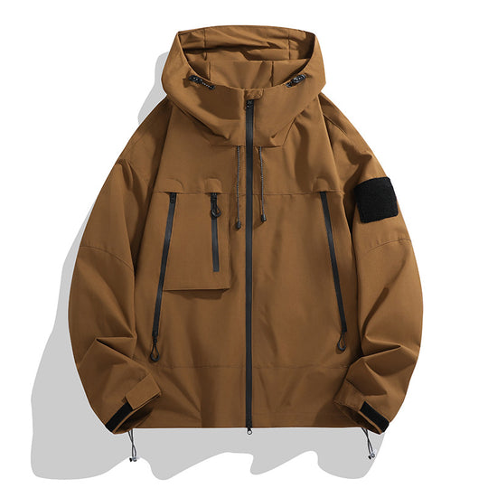 Damen multifunktionale Outdoor-Jacke mit verstellbarem Kapuzenkragen und praktischen Taschen EB