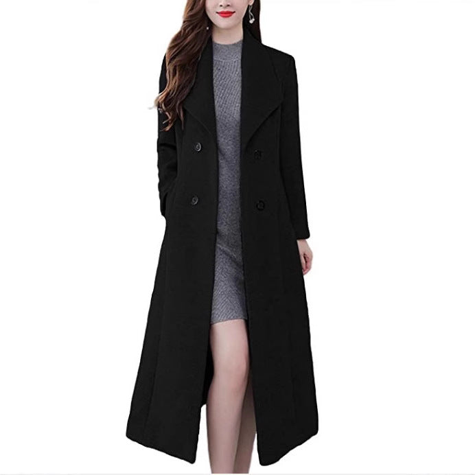 Damen Lange Wollmantel EB