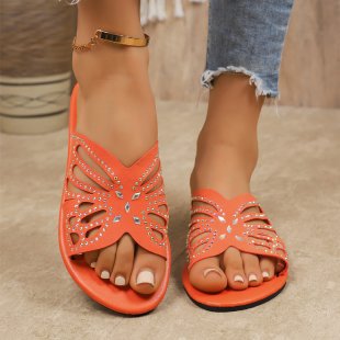 Damen Elegante Riemchen-Sandalen mit floralem Cut-Out-Design EB