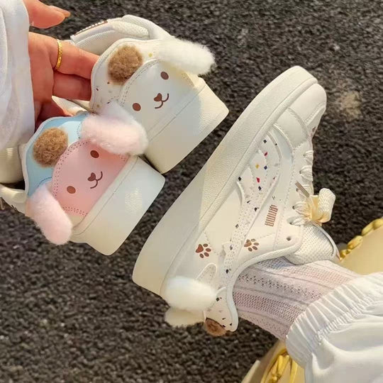 Damen Sneakers mit süßem Tierdesign und flauschigen Details EB