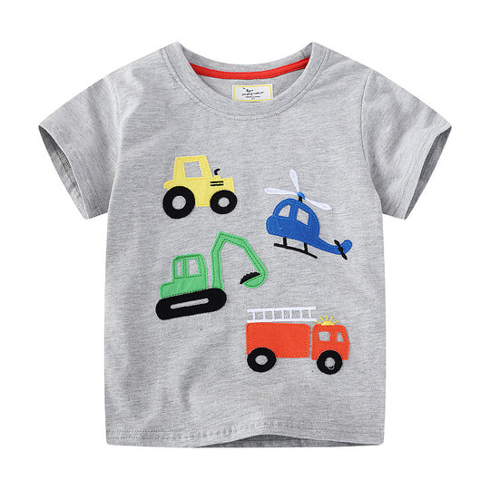 Jungen T-Shirt mit buntem Baumaschinen-Motiv EB