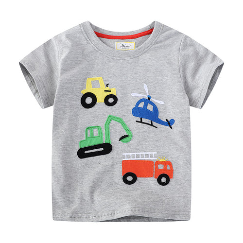 Jungen T-Shirt mit buntem Baumaschinen-Motiv EB