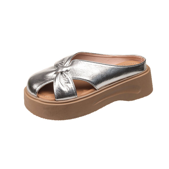 Damen modische Plateau-Sandalen mit Schleifen-Detail EB