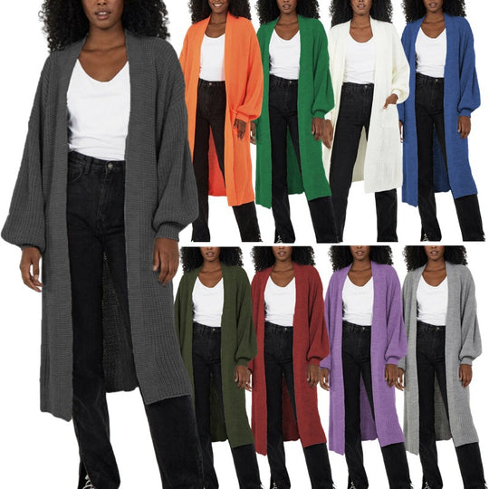 Damen Langstrickjacke mit lässigem Oversized-Schnitt und voluminösen Ärmeln EB
