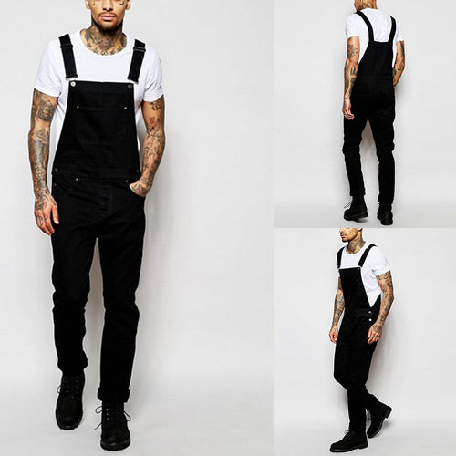 Herren lässige Denim-Latzhose mit verstellbaren Trägern und moderner Passform EB