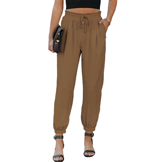 Damen Lässige Freizeithose mit Elastischem Bund und Praktischen Taschen EB