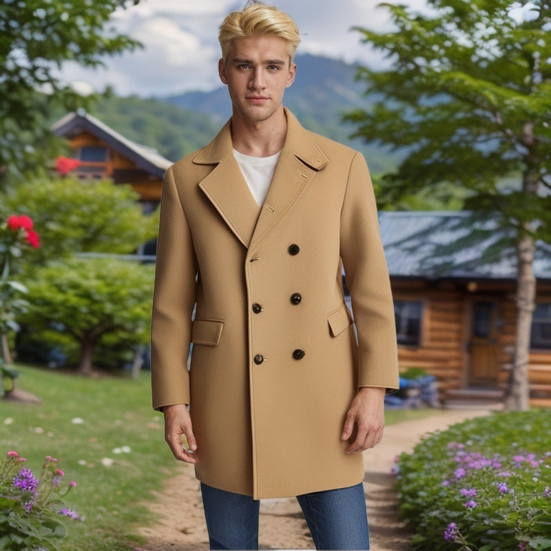 Herren eleganter Doppelreiher-Mantel aus weichem Material EB