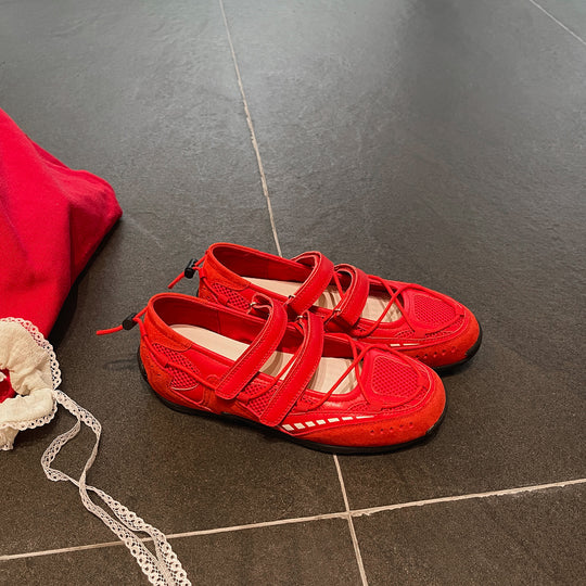 Damen modische Halbschuhe mit praktischem Klettverschluss und atmungsaktiver Mesh-Oberfläche EB