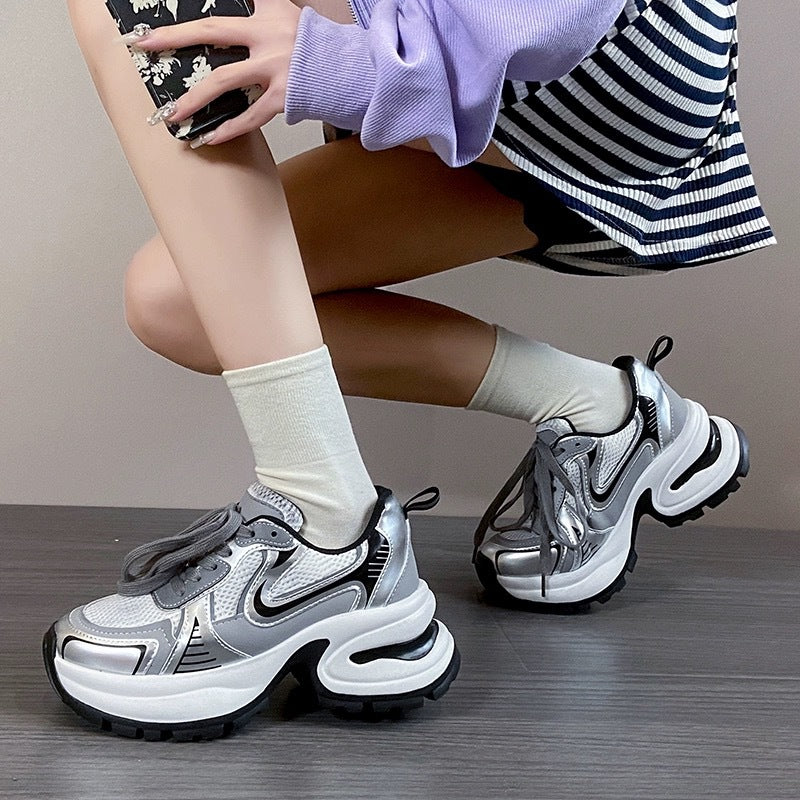 Damen Sportliche Chunky Sneakers mit atmungsaktiver Mesh-Oberfläche und ergonomischer Dämpfung EB