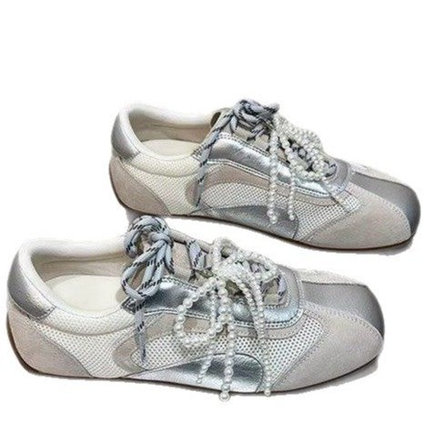 Damen modische Sneakers mit elegantem Sportdesign und hochwertigem Materialmix EB