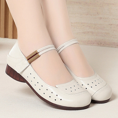 Damen atmungsaktive und bequeme Mary Jane Ballerinas mit elastischem Riemen EB