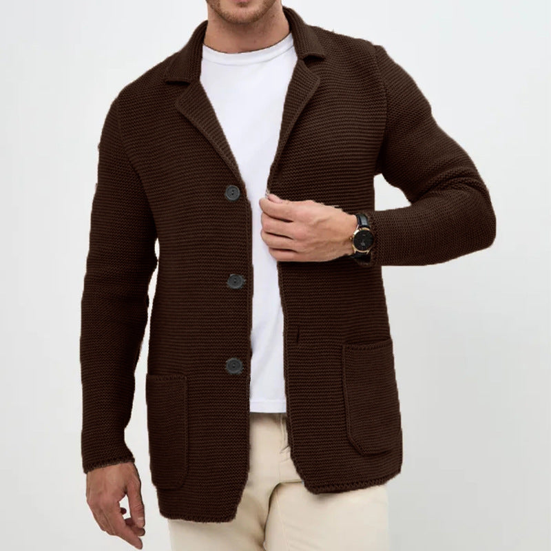 Herren Strickjacke mit warmem Schalkragen und praktischen Taschen EB