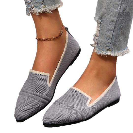 Damen Elegante Slipper mit spitzem Zehenbereich und geschmackvollem Kontrast-Riemen EB