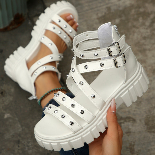 Damen modische Sandalen mit stilvollen Verschlüssen und Glitzerakzenten EB