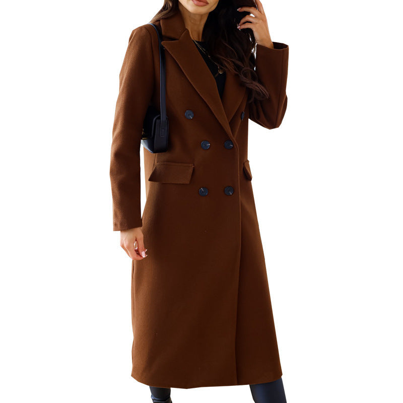Damen modischer Wollmantel mit doppelter Knopfleiste EB
