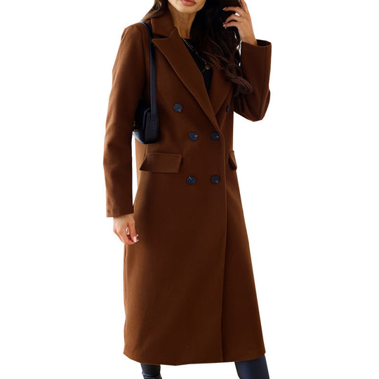 Damen modischer Wollmantel mit doppelter Knopfleiste EB