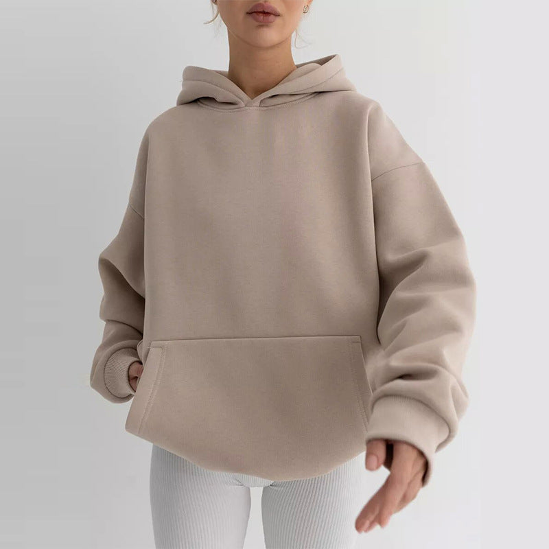 Damen Kuscheliger Oversized Hoodie mit Kängurutasche EB