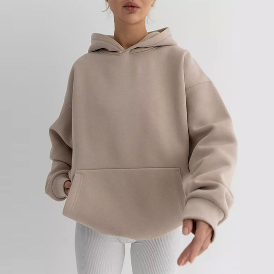 Damen Kuscheliger Oversized Hoodie mit Kängurutasche EB