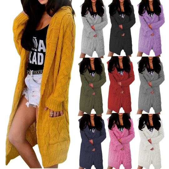 Damen Strickjacke mit modernem Zopfdesign und praktischen Taschen EB