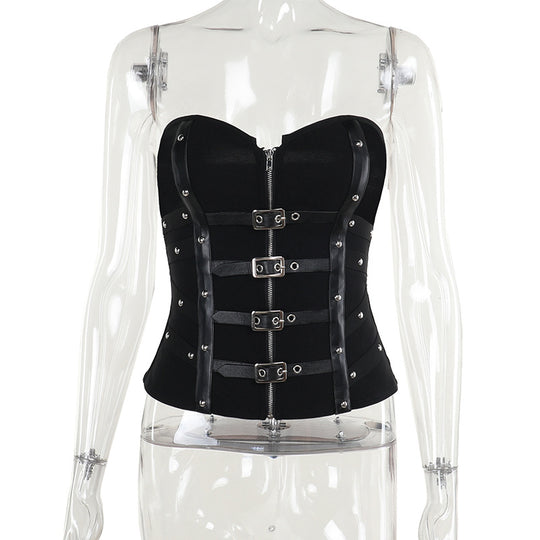 Damen figurbetonte Bluse mit Rüschendetails und Schnürung EB