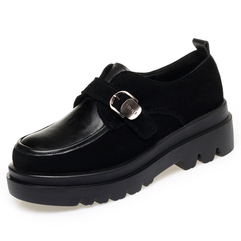 Damen Mokassins mit modischem Riemen und robustem Blockabsatz EB