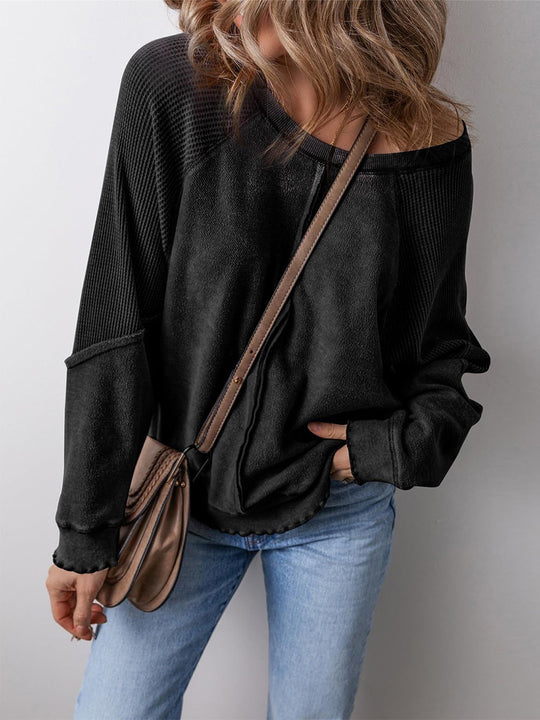 Damen Lässiges Langarmshirt mit strukturiertem Design EB