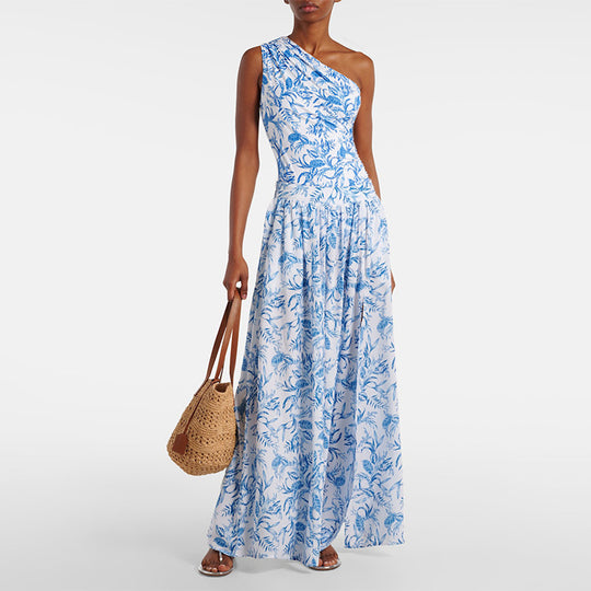 Damen Badeanzug mit asymmetrischem Schnitt und passendem Maxi-Rock EB