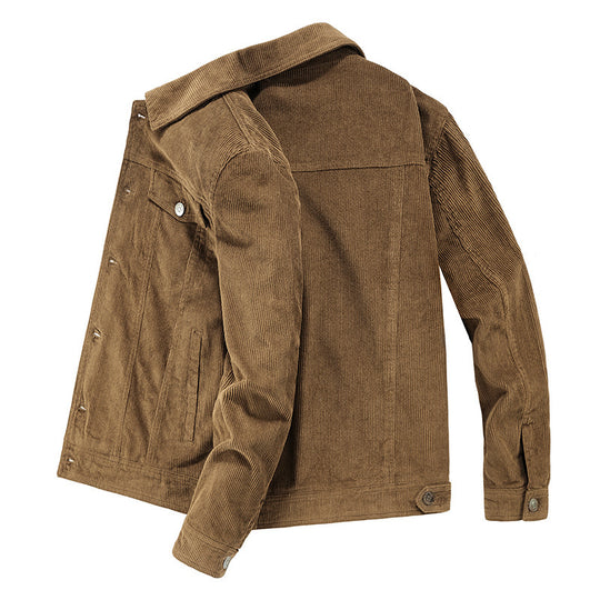 Herren Feincord-Workerjacke im Trucker-Schnitt mit verdeckter Knopfleiste EB