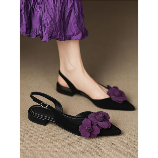 Damen Slingback Ballerinas mit floralem Dekor EB
