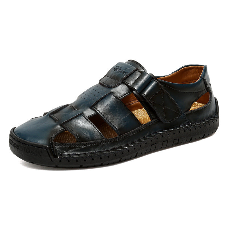 Herren Bequeme Leder-Sandalen mit verstellbarem Riemen EB