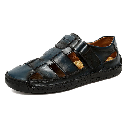 Herren Bequeme Leder-Sandalen mit verstellbarem Riemen EB