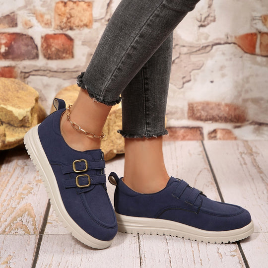 Damen modische Sneakers mit Doppelschnallen EB