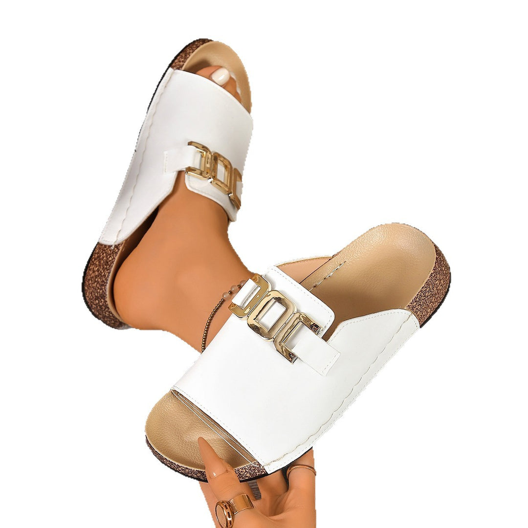 Damen Clogs mit elegantem Riemendesign und komfortablem Korkfußbett EB