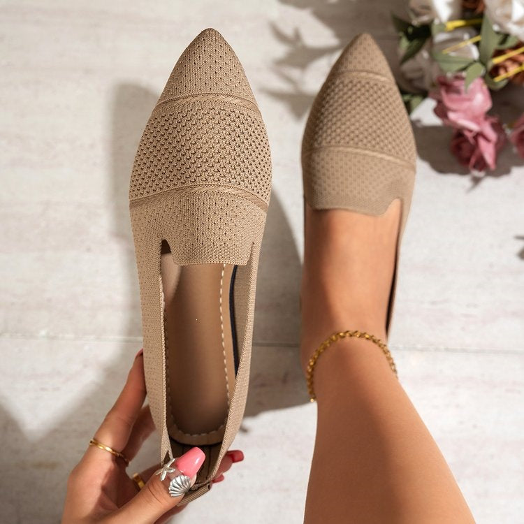 Damen Elegante und atmungsaktive Ballerinas mit perforierter Obermaterial EB