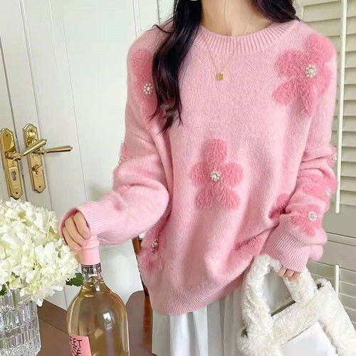 Damen Weicher Strickpullover mit strukturiertem Applikationsdesign EB
