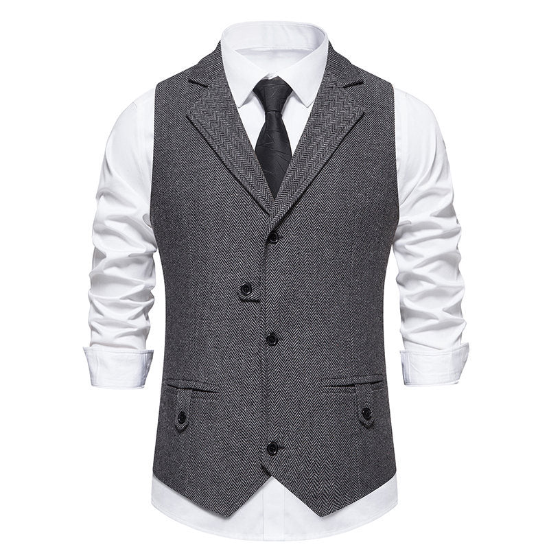 Herren elegante Anzugweste im Herringbone-Design mit modernem Schnitt EB