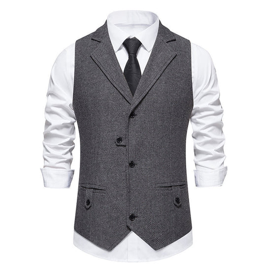 Herren elegante Anzugweste im Herringbone-Design mit modernem Schnitt EB