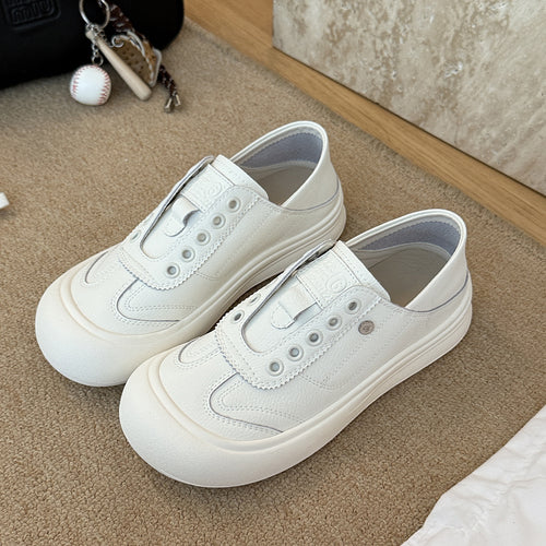 Damen Modische Slip-On Sneaker aus hochwertigem Leder mit dämpfender Sohle EB