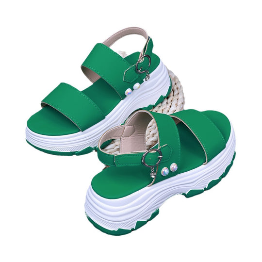 Damen Komfortable Plateau-Sandalen mit breiten Riemen und innovativer Sohle EB