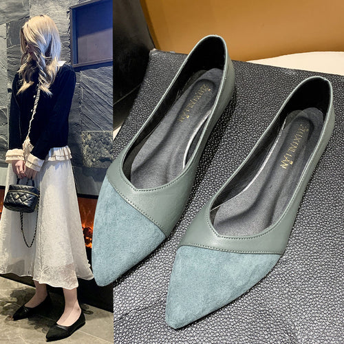 Damen elegante Ballerinas mit spitzem Zehenbereich EB