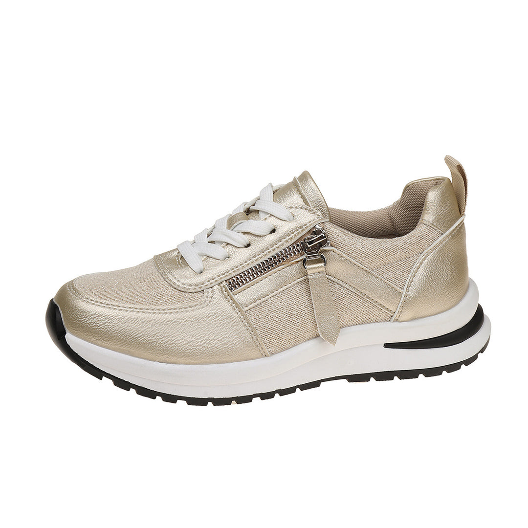 Damen modischer Keil-Sneaker mit seitlichem Reißverschluss gepolstertem Memory-Fußbett und profilierter Laufsohle EB