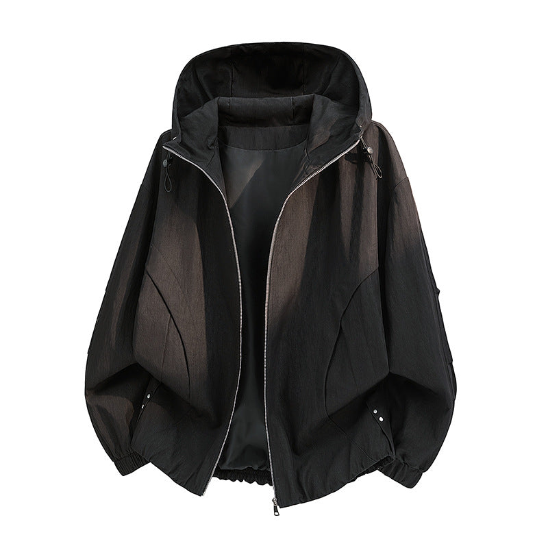 Unisex windabweisende Oversize-Kapuzenjacke aus Microfaser mit elastischem Saum EB